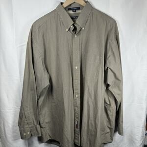 Tommy Hilfiger khaki classics long sleeve button down shirt 18/34-35